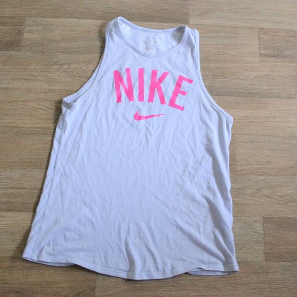 Nike Crewneck Tank Top Pink Logo Muscle Tank Size Small - Picture 1 of 3